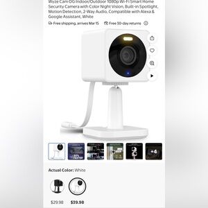 Wyze White Webcam with Black Lens
